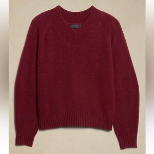 BANANA REPUBLIC WOMENS COZY V NECK SWEATER ALPACA RED MEDIUM
